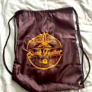 Skunk Feather Cannabis Black Drawstring Backpack